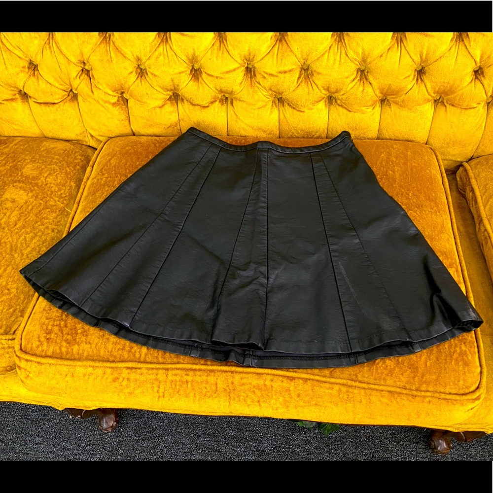 Faux Black Leather Skater Skirt